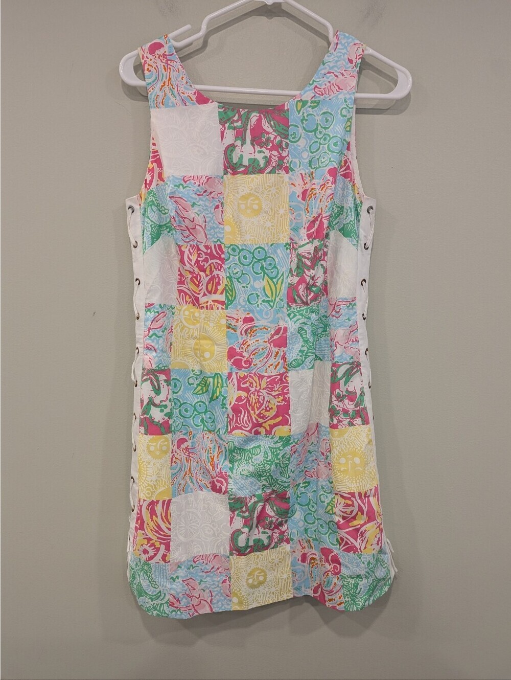 Lilly Pulitzer Delia Shift Dress In Multi State Patch With Side Grommet Size 6